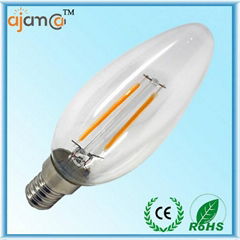 2014 cheapest glass  3w e14 led filament candle light 