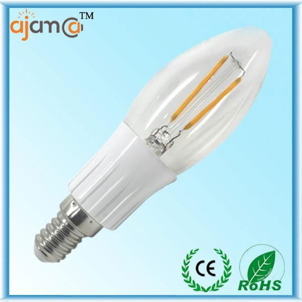 2014 cheapest glass  3w e14 led filament candle light  2