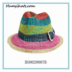 Child rainbow cloche straw hat