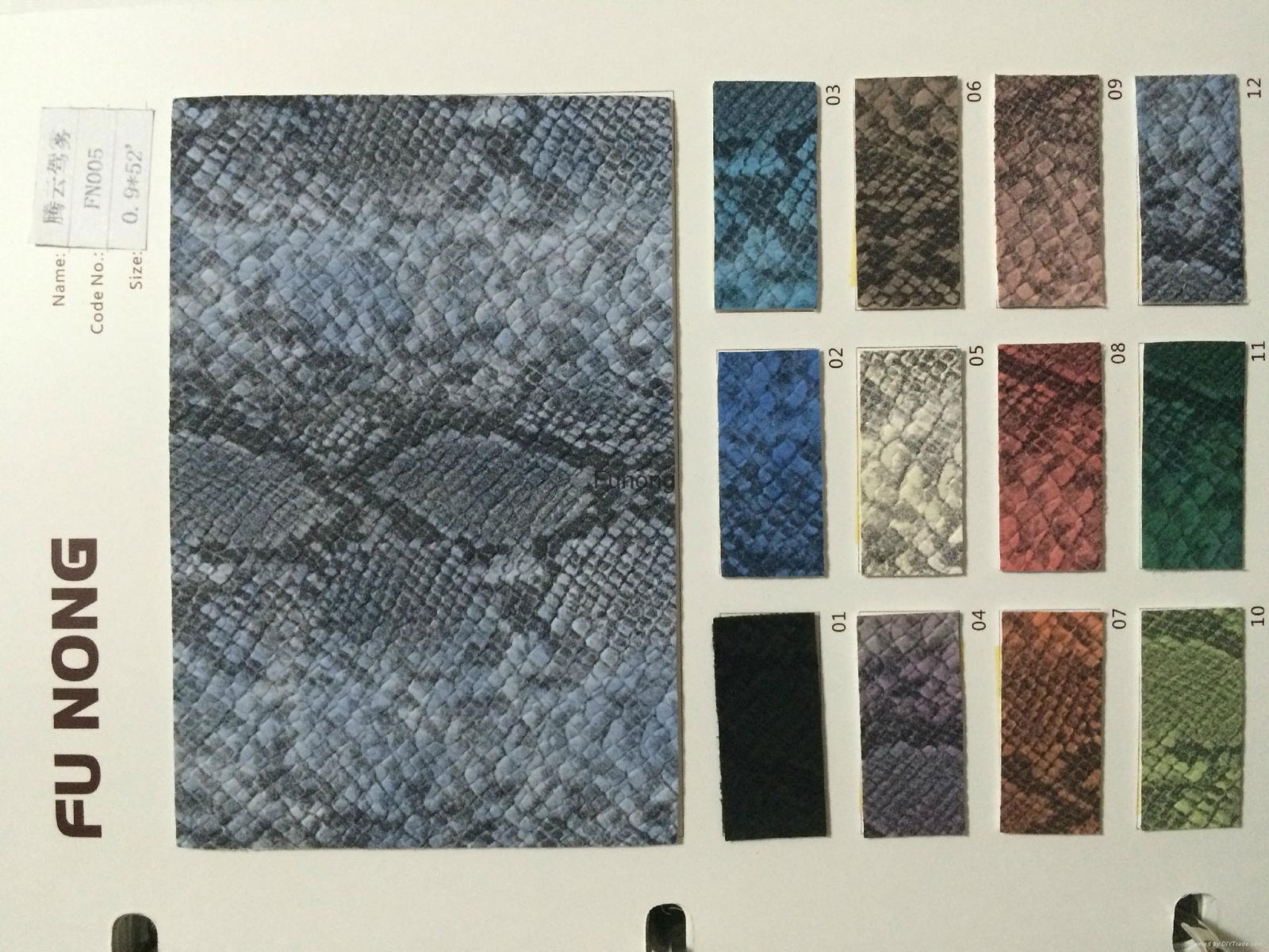 PU leather in snake embossed