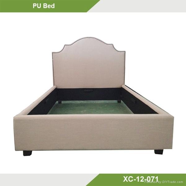 High quality arched beige modern luxury platform bed gas lift beds XC-12-071 
