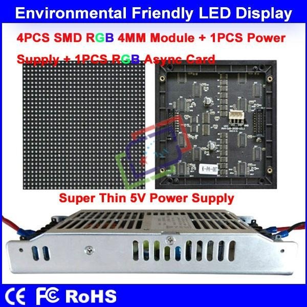 DIY Indoor LED Display Kits 4MM LED Module+Power Supply+Async Card Advertising D 4