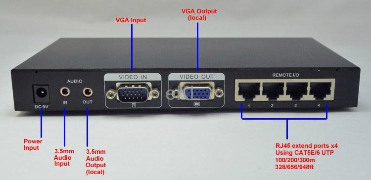 4 ports VGA extender 100m 200m 300m