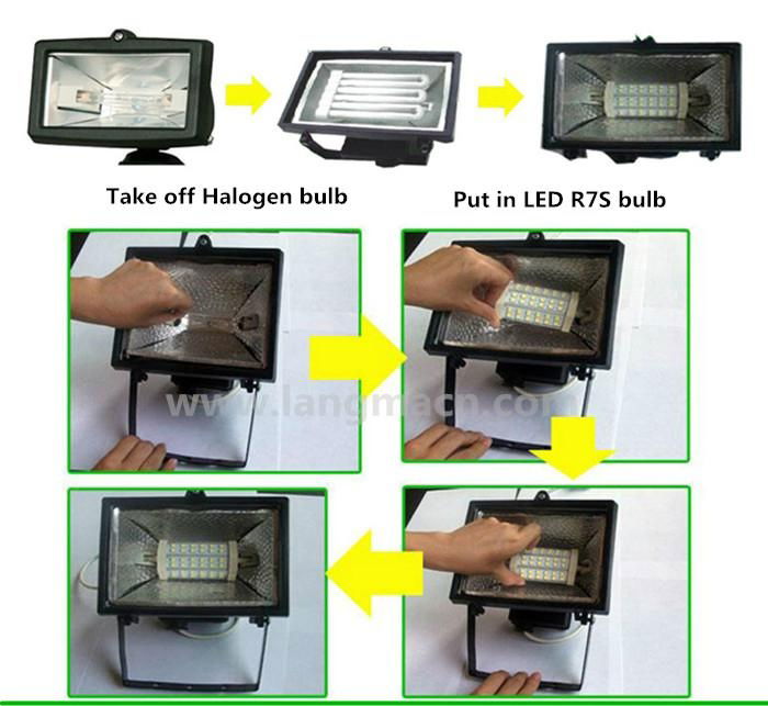 energy saving bulb led r7s 8w dimmable to repalce halogen bulb