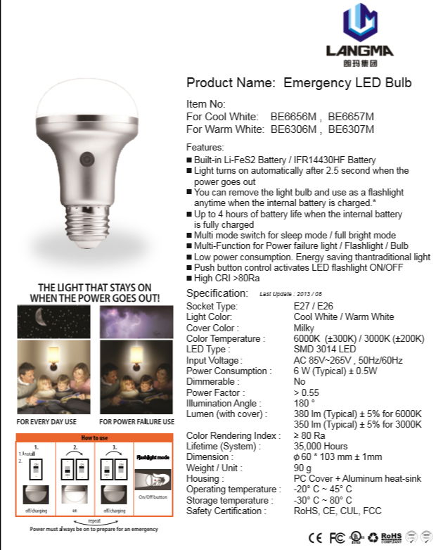 emergency led bulb light with built-in battery  3