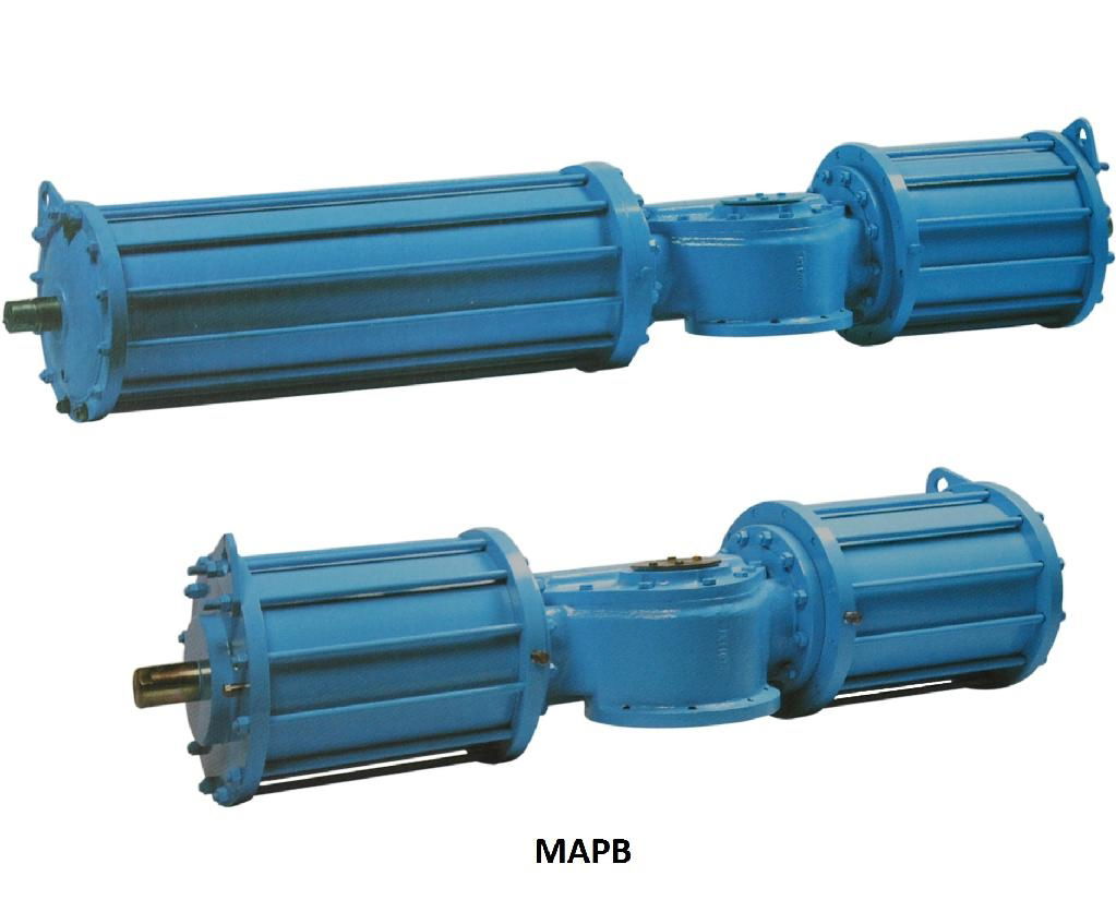 Pneumatic valve linear actuator of fork type