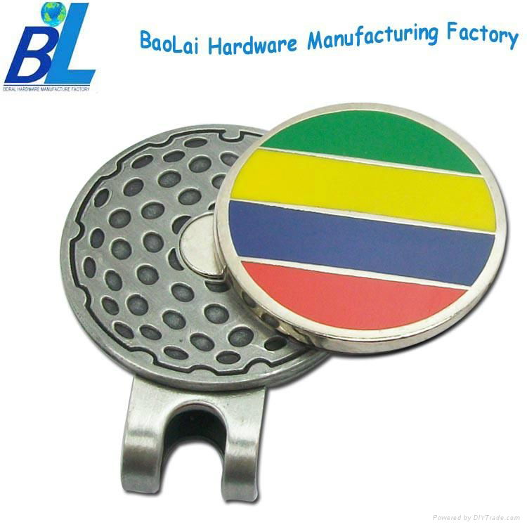 Professional supply metal golf magnetic hat clip with ball marker