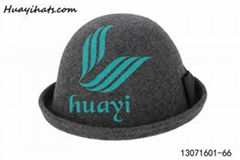 handmade black felt bowler crazy hat for