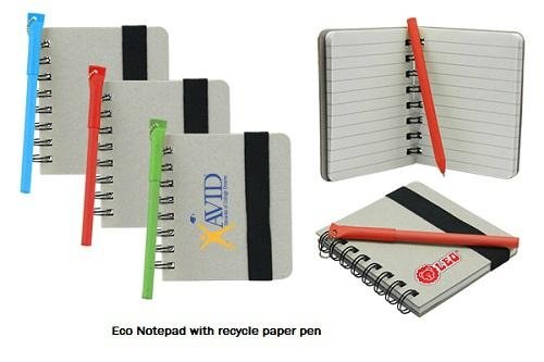 Eco notepad with recycle paper pen 
