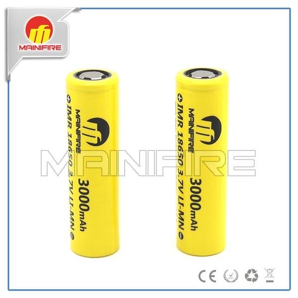 Flat top high drain high current Mainifire imr18650 3000mah 40a 3.7v rechargeabl