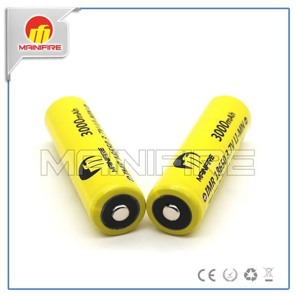 Button top best quality Mainifire 18650 40A 3000mah yellow battery for ego e cig 4