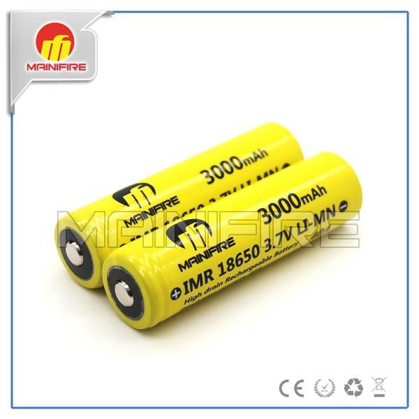 Button top best quality Mainifire 18650 40A 3000mah yellow battery for ego e cig 5