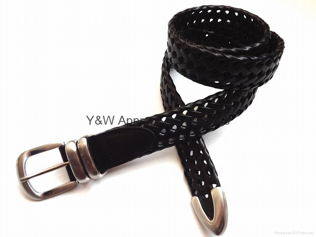 30mm Width Men's German Bond Braided Leather Belt  2