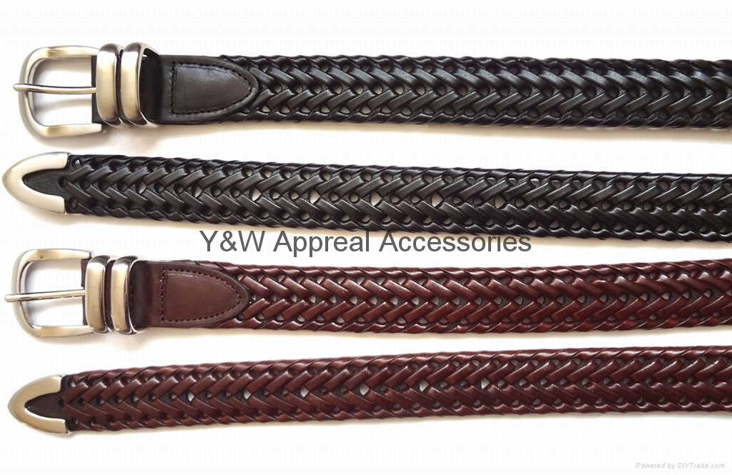 30mm Width Men's German Bond Braided Leather Belt  3