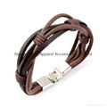 jewelry leather bracelet leather wristband with titanium steel closure 2