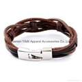 jewelry leather bracelet leather wristband with titanium steel closure 4