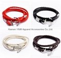 leather braided bracelet wristband with titanium steel closure 2