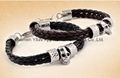 Leather Bracelet Skull Head Hareware Stainless Steel 