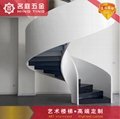 广东钢结构弧形楼梯  悬浮网红热弯玻璃扶手楼梯