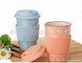 double wall ceramic coffee mug with lid