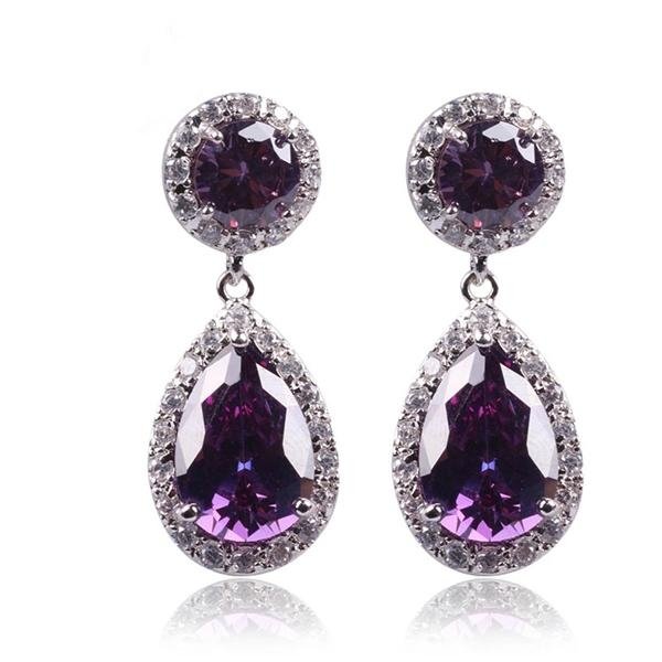 Fashion cubic zircon stud earrings with platinum plated