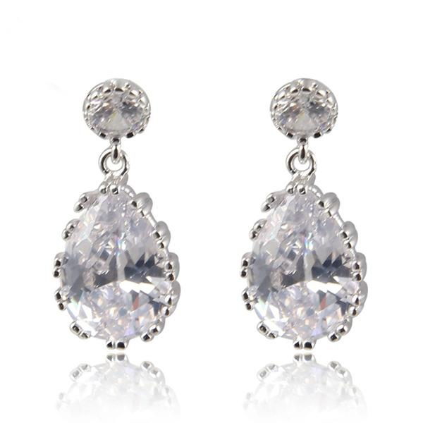Fashion cubic zircon stud earrings with platinum plated 4