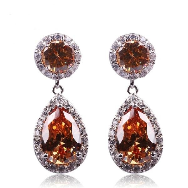 Fashion cubic zircon stud earrings with platinum plated 2