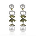 Pearl zircon stud earrings with long drop  1