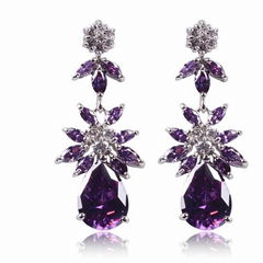 Long zircon drop fashion stud earrings