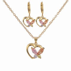 Fashion jewelry set made of cubic zircon with 18k golden plated