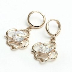 18K golden plated zircon hoop earrings