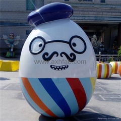 Cute Colorful Egg Man Statue Fiberglass Material