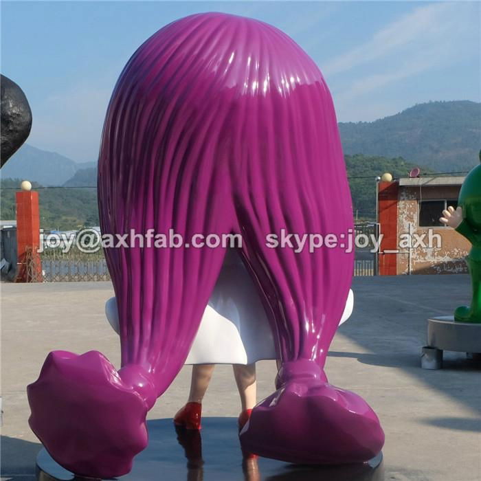 Long Hair Girl Figure Statue  Fiberglass Cartoon Sculpture 3