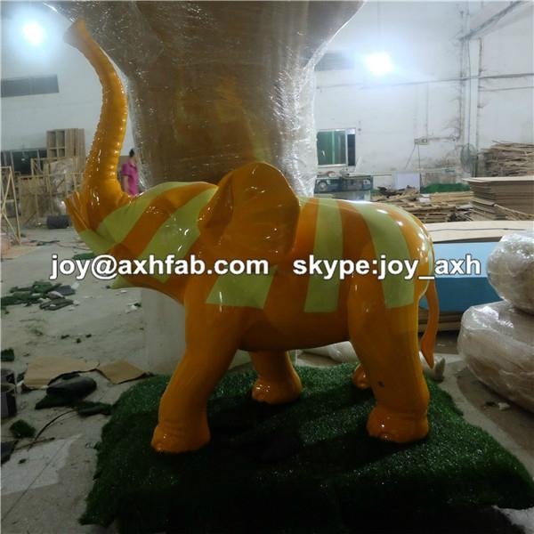  Outdoor Fiberglass Animal Statue Color Pattern Elephant 3