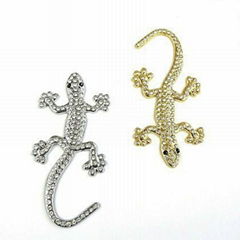 3D Chrome Metal Rhinestone Gecko Car Sticker