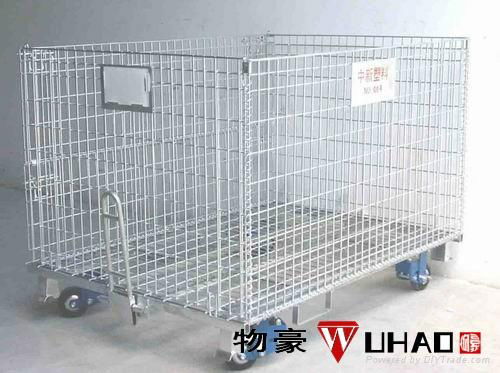 galvanized rolling folding wire cage with wheels 2