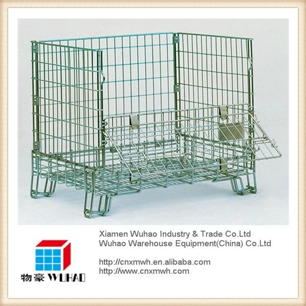 collapsible metal crate wire mesh container