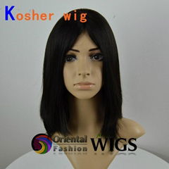 Factory 16 inch 100% Mongolian hair Jewish wig Kosher wig