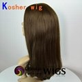 In stock 22 inch 6/8# brown European hair Jewish wigs Kosher sheitel wigs 5