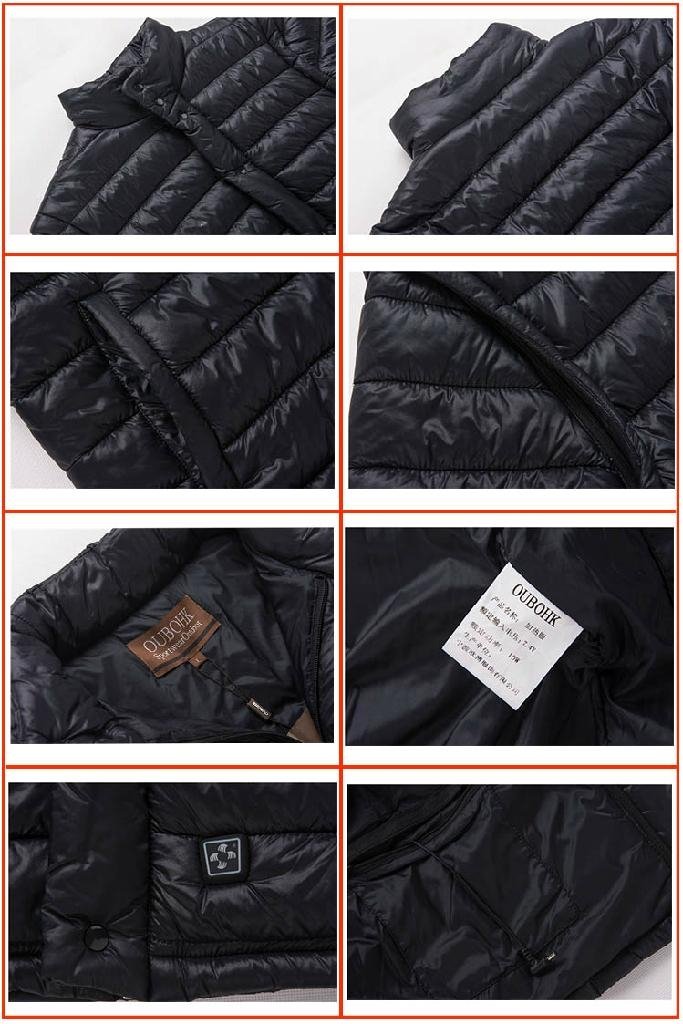Black men jackets down coats with battery system heating clothing warm OUBOHK  5