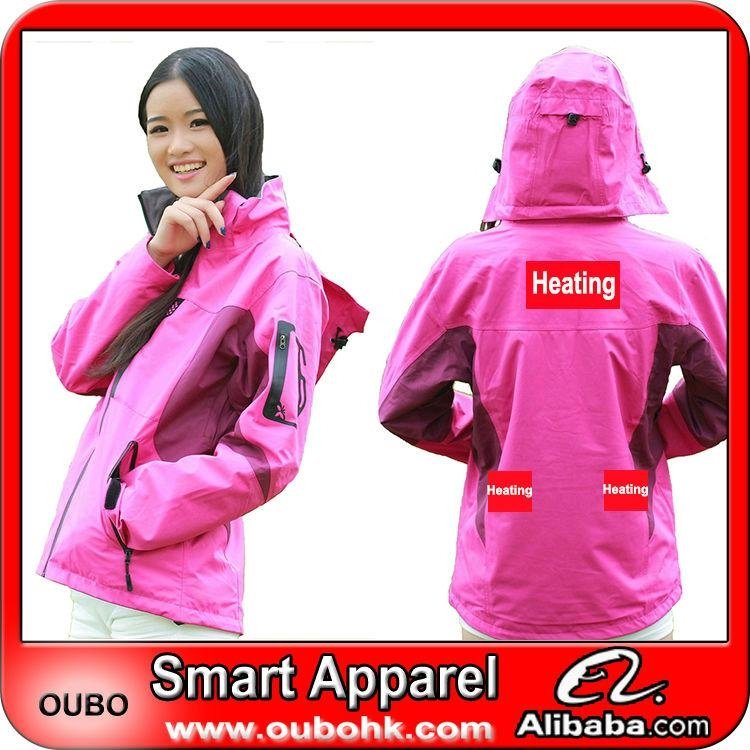Women Ski Jacket with battery system heating clothing warm OUBOHK
