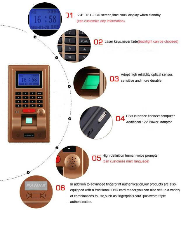 2014 new Panke fingerprint attendance system PK-3008 3