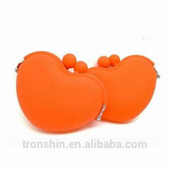Hot Sale Heart Shape Flexible Eco-friendly Silicone Pouch Bag for Coins& Keys
