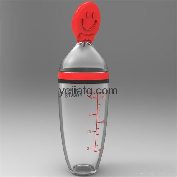 BPA-free Food Safe Eco-friendly Baby Food Dispenser Bottle with Spoon 3