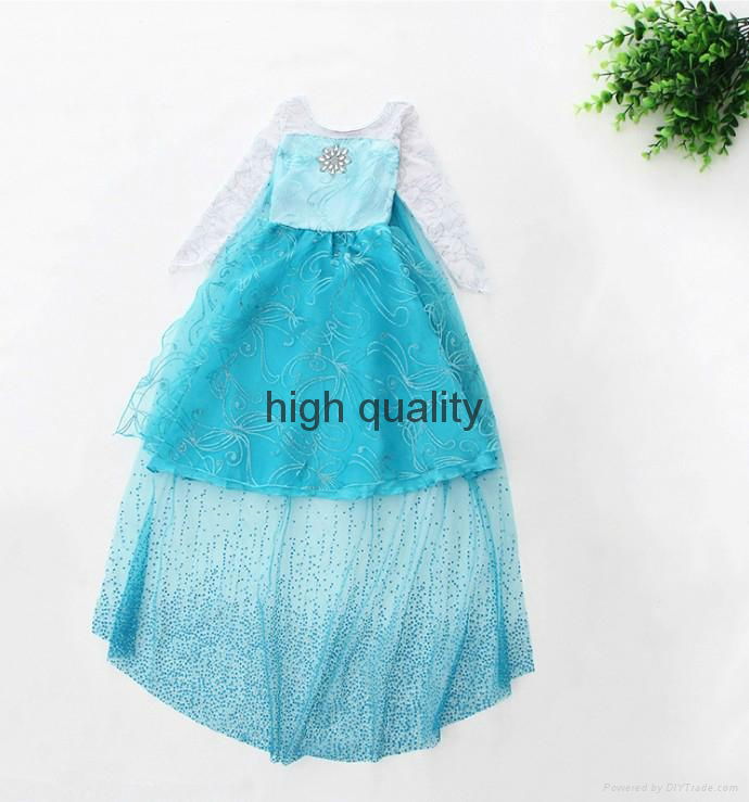 2014 Brand Kids Baby Girls Princess dress Frozen Dress Elsa's and Anna's girl  2