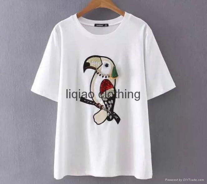 WHOLESALE LADY'S APPLIQUE BRID SHORT SLEEVE T-SHIRT 