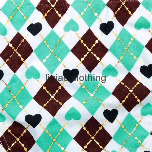  Geometric Print Swimsuit - Green Diamond Pattern “V” Wire Strapless Bandeau Bik 3