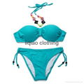 Aqua Green Storm - Jungle Jewel 1/2 Cup Bandeau with Mild Push-up Molded Foam Pa