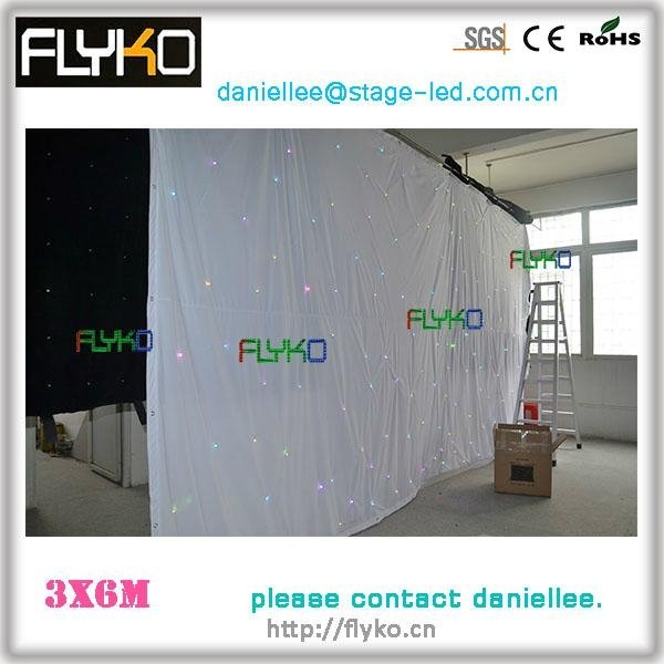 soft led star curtain RGB 3x6m black or white cloth