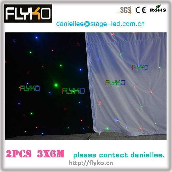 soft led star curtain RGB 3x6m black or white cloth 2